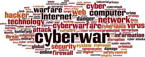 Obraz premium Cyberwar word cloud concept. Vector illustration