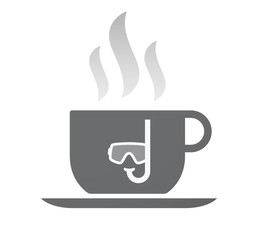 Isolated coffee cup with a diving goggles