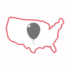 Isolated map of USA with a balloon