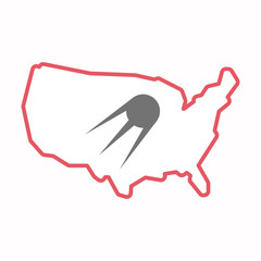 Isolated map of USA with a vintage satellite