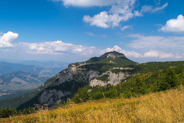 Amazing panorama Ceahlau massif, Eastern Carpathians Mountains, Moldova, Romania