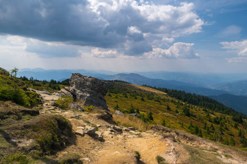 Amazing panorama Ceahlau massif, Eastern Carpathians Mountains, Moldova, Romania