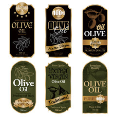 Olive oil labels on white background