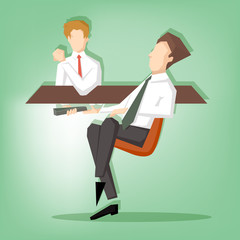 Businessman giving a bribe under table