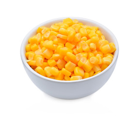 Canned sweet corn isolate on white background