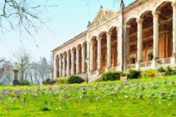 Naklejka premium Historic center of Baden-Baden. Germany. Oil painting effect.