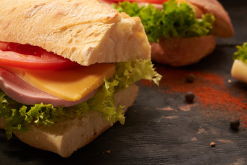 baguette Sandwiches on the table
