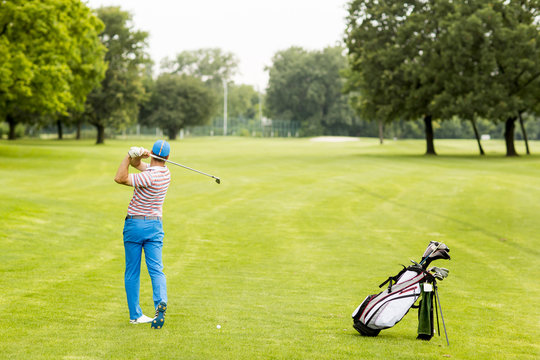 Golfer playing on beautiful golf course