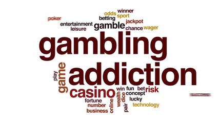 Gambling addiction animated word cloud.