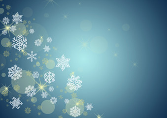snowflakes on blue gradient background  - obrazy, fototapety, plakaty