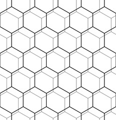 Geometric black and white abstract vector hexagonal background. Geometric modern ornament. Seamless modern pattern