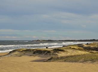 Uruguay, Rocha Department, Punta del Diablo, View of the la Viuda Beach.