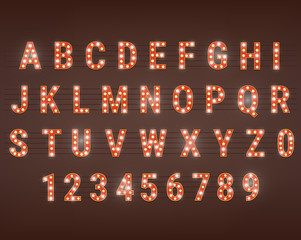 Fototapeta premium Retro font with light bulbs