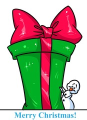 Christmas snowman character big box gifts cartoon illustration isolated image