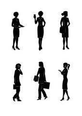 Six silhouettes of businesswoman