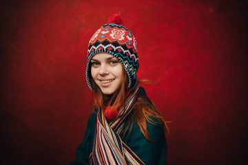 Woman in winter hat smiling
