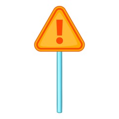 Hazard warning attention sign with exclamation mark icon. Cartoon illustration of warning attention sign vector icon for web design