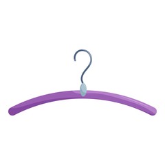 Purple coat hanger icon. Cartoon illustration of purple coat hanger vector icon for web