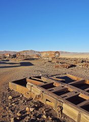 Bolivia, Potosi Department, Antonio Quijarro Province, Uyuni, View of the train cemetery.