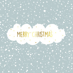 Merry Christmas. Vector card.  Hand drawn inscription on snow background. Luxury.
