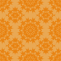 Fototapeta premium Orange Ornamental Seamless Line Pattern. Endless Texture. Oriental Geometric Ornament