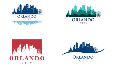 Orlando City Skyline Landscape Logo Illustration