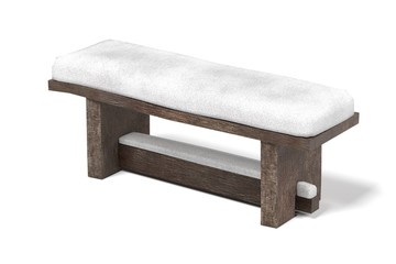 realistic 3d render of bench with snow