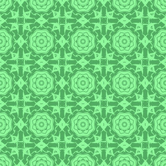Green Ornamental Seamless Line Pattern. Endless Texture. Oriental Geometric Ornament