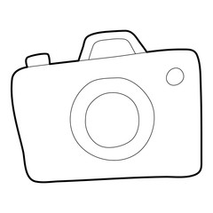 Photocamera icon. Outline illustration of photocamera vector icon for web