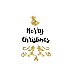 Christmas card on white background with golden elements and text
