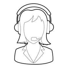 Woman operator icon. Outline illustration of woman operator vector icon for web
