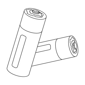 recommend clip art: Used batteries icon in outline style isolated on white background. Trash and garbage symbol stock vector illustration.