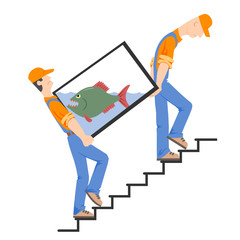 Loaders with an aquarium on the stairs