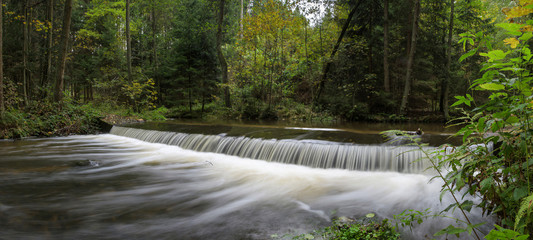 A beautiful shot of a swiftly flowing waterfall