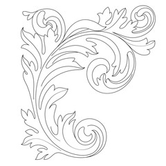 Vintage baroque ornament, corner. Retro pattern antique style acanthus. Decorative design element filigree calligraphy. Vector.