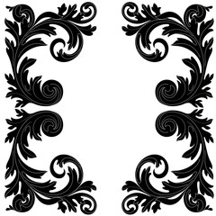 Vintage border frame engraving with retro ornament pattern in antique baroque style decorative design. Vector.