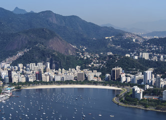 Brazil, City of Rio de Janeiro, Sugarloaf mountain, View towards Botafogo and Flamengo Neighbourhoods.