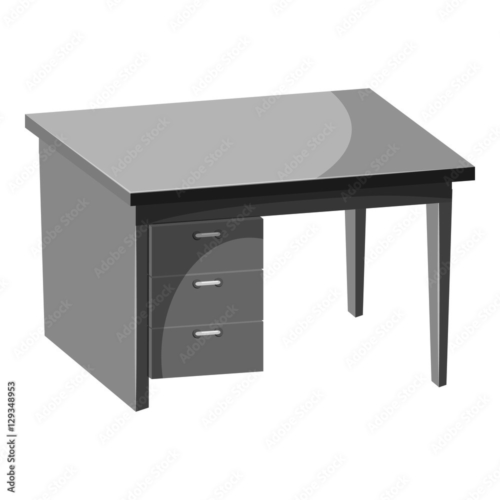 Fototapete computer desk icon. gray monochrome illustration of computer desk vector icon for web