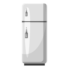 Refrigerator with separate freezer icon. Gray monochrome illustration of refrigerator with separate freezer vector icon for web