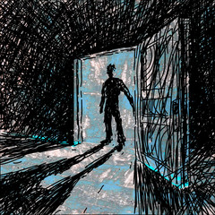 Man Enters Into Dark Room