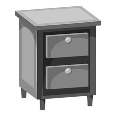 Chest of drawers icon. Gray monochrome illustration of chest of drawers vector icon for web