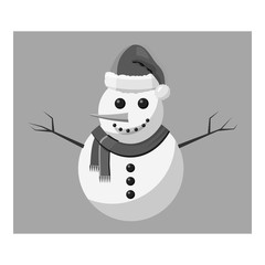 Snowman icon. Gray monochrome illustration of snowman vector icon for web