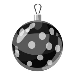 Round christmas ball icon. Gray monochrome illustration of round christmas ball vector icon for web