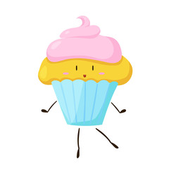 Funny fast food cupcake icon. Vector illustration