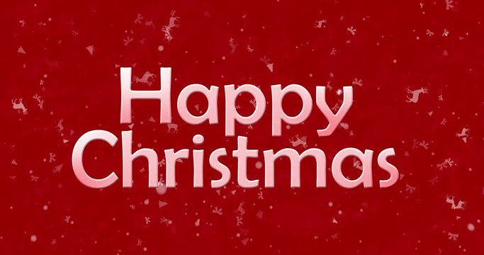 Merry Christmas text formed from dust and turns to dust horizontally on red animated background
