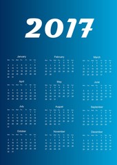 Calendar for 2017 year. Vector illustration.