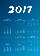 Calendar for 2017 year. Vector illustration.
