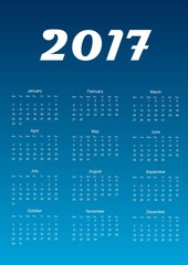 Calendar for 2017 year. Vector illustration.