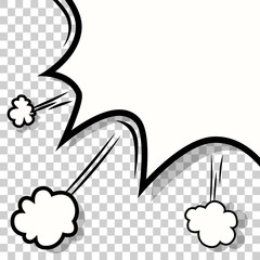 Transparent template. Boom comic book explosion