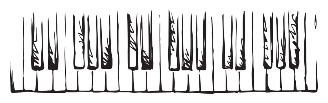piano keys drawings black white